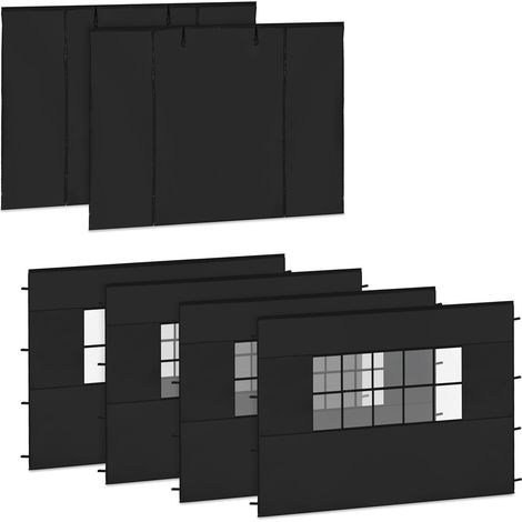 VONROC Kit parois latérales tente 6x3 m noir 6 pièces avec fenêtres et fermeture PT813AA (1/3)