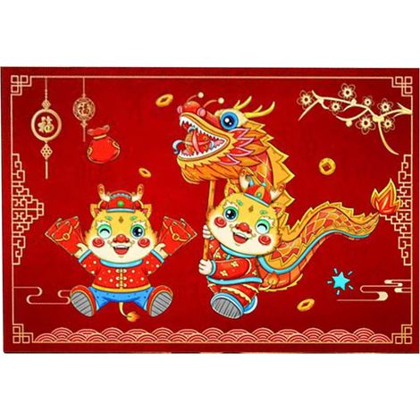 Red Door Mat Non Slip Crystal Velvet Welcome Mat for Festival New Year Decoration 50x80cm (1/2)