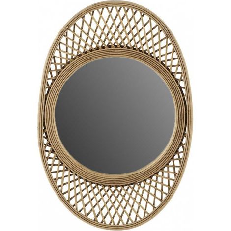 Miroir ovale Lune avec cadre bambou naturel