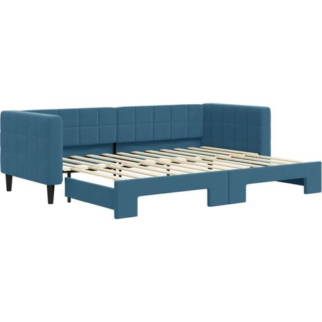 Divano Letto con Letto Estraibile Blu 80x200 cm in Velluto (1/5)
