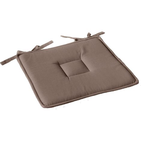 Galette plate unie avec passepoil et nouettes Marron Clair 40x40 cm