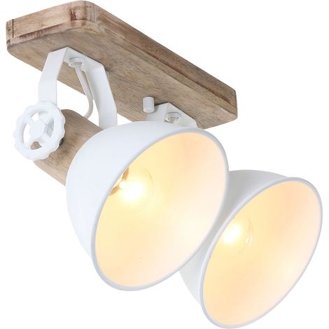 VINTAGE plafoniera sala da pranzo faretto legno illuminazione orientabile bianco 7969W