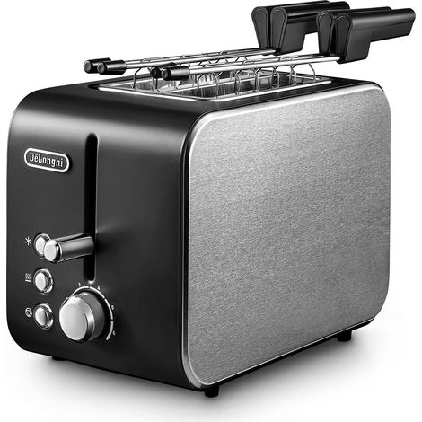 DeLonghi CTX 2203.BK Tostapane 2 Fette Nero Argento 550 W