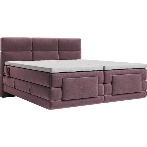 Set completo boxspring testata trapuntata + reti elettriche regolabili + materasso + topper 2 x 90 x 200 cm Tessuto Bordeaux - LODI di PALACIO