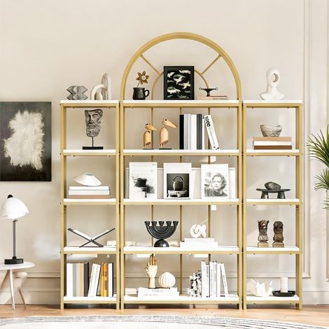 Étagère modulaire blanche et dorée avec arches 163 x 30 x 184 cm (1/5)