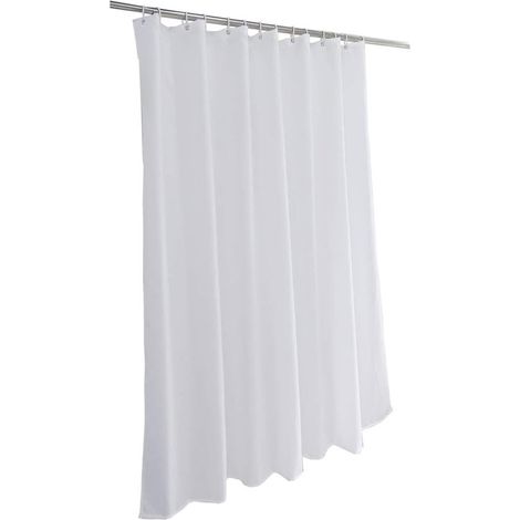 Rideau de douche anti-moisissure - Polyester - Imperméable - Blanc - Anneaux inclus - 180 x 180 cm (1/3)