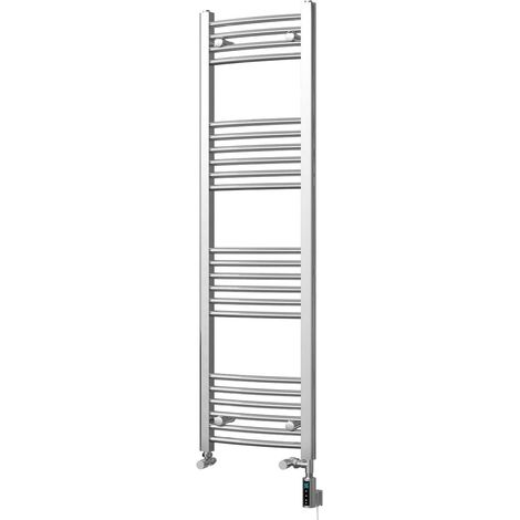 Zennor - Chrome Dual Fuel Towel Rail H1400mm x W400mm Thermostatic WIFI - Curved (1/3)