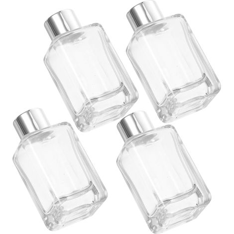 Set mit 4 nachfüllbaren 50-ml-Glasflaschen in Silber mit Verschluss, klassischer Duftdiffusor für Schminktisch oder Regal, auslaufsicher (1/5)