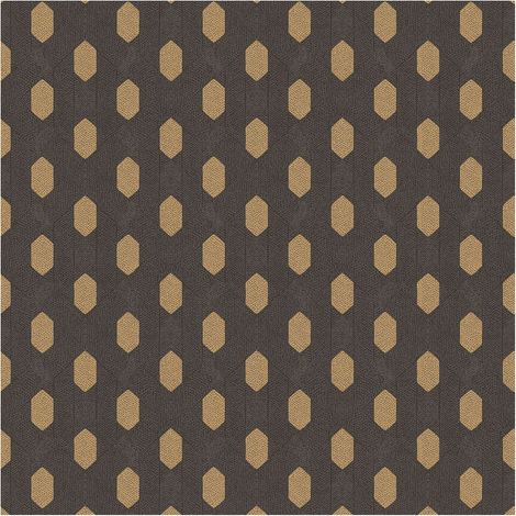 Exclusive luxury wallpaper wall Profhome 369735 non-woven wallpaper slightly textured with graphical pattern matt black gold brown 5.33 m2 (57 ft2) (1/5)