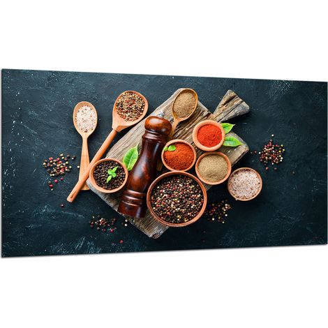 PLAQUE DE PROTECTION EN VERRE POUR CUISINIÈRE 90X52 ÉPICES (1/5)