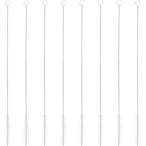 8er-Set Strohbürsten – Stahl und Nylon – Tiefenreinigung, 30 cm – Wiederverwendbar – Küche und Heimwerken – Weiß (1/5)