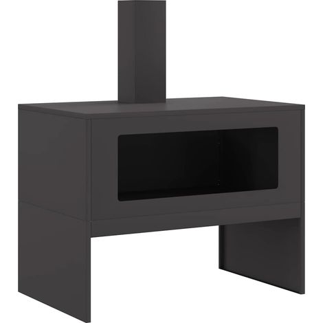 Maison Exclusive - Focolare Nero 80 x 50 x 96 cm Acciaio laminato a freddo
