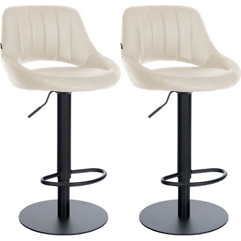2er Set Barhocker Milet Schwarz mit extra schweren Standfüßen creme Kunstleder (1/5)
