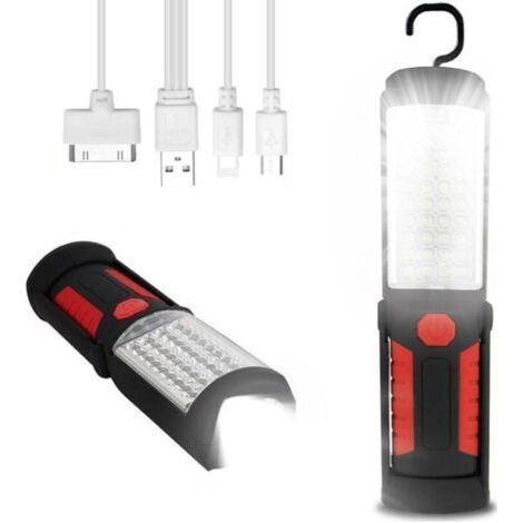 Flashlight, Rechargeable Work Light, LED Work Light, Workshop Lamp with Magnetic Base, Torch Light for Car, Red (1/5)