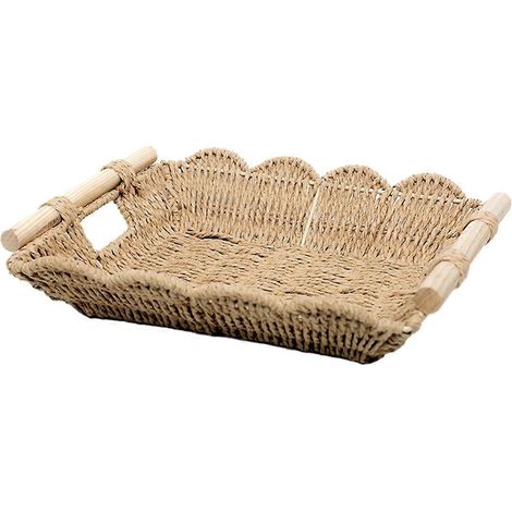 Plateau rectangulaire à bords ondulés, plateau décoratif pour table basse (1/5)