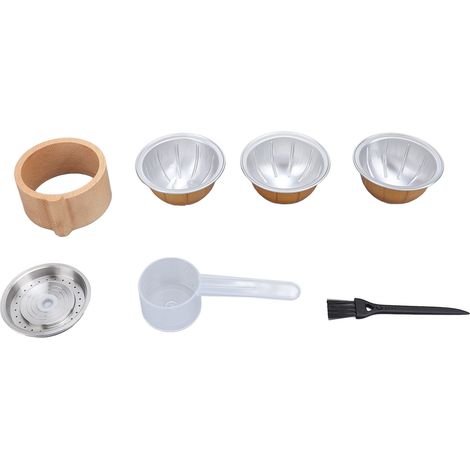 Capsules de café réutilisables avec cuillère et brosse, Kit de dosettes rechargeables pour Machine Vertuo (1/5)