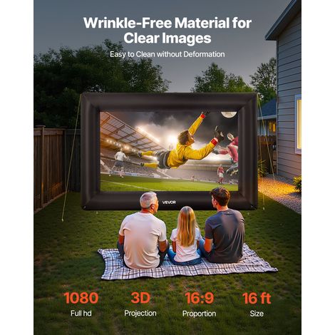 Écran de Projection Gonflable Diagonale de 488 cm, Format 16:9, en 600D Lavable, avec Sac de Rangement Portable, Installation Facil… (1/5)
