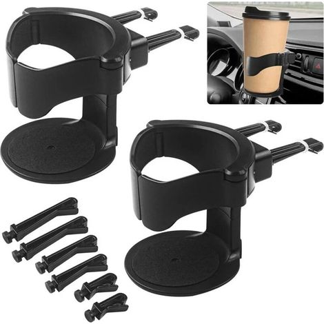 Lot de 2 porte-gobelets pour grille d'aération de voiture, support universel réglable pour grille d'aération, porte-gobelets pour boissons et café (1/5)
