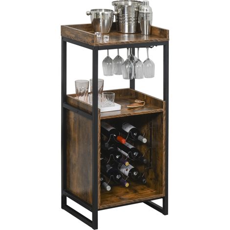 Casier à vin et support de verres LIVERPOOL bois et noir (1/5)