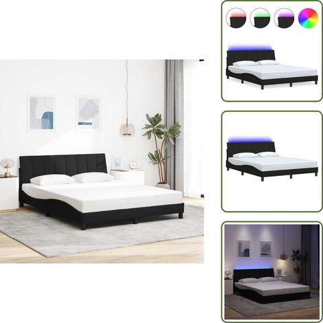 Matratze - vidaXL Bettgestell ohne Matratze "Hanko" Schwarz 160x200 cm Stoff - Stoffbett (1/5)