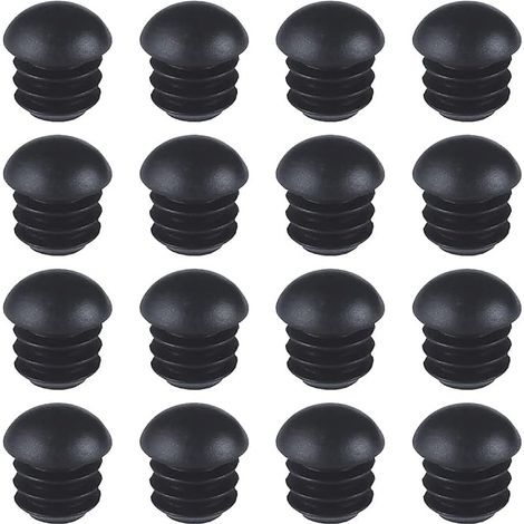 SHINING HOUSECapuchons ronds en plastique (16 mm), 16 pièces d'embouts de tube de chaise ronds, inserts d'embouts ronds en dôme nervuré pour pieds de table, chaises, meubles (noir) (1/5)