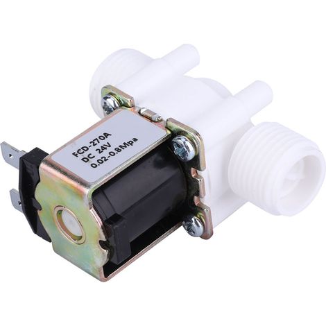 Électrovanne G1/2 NC en plastique, normalement fermée, pour arrivée d'eau, 24 V CC (1/5)