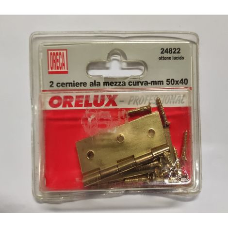 ORECA - CERNIERA CON ALA MEZZA CURVA FRESATA 50X40MM 2PZ