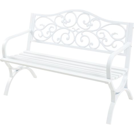 Panca da giardino 127 x 53 x 79 cm acciaio bianco 030008963