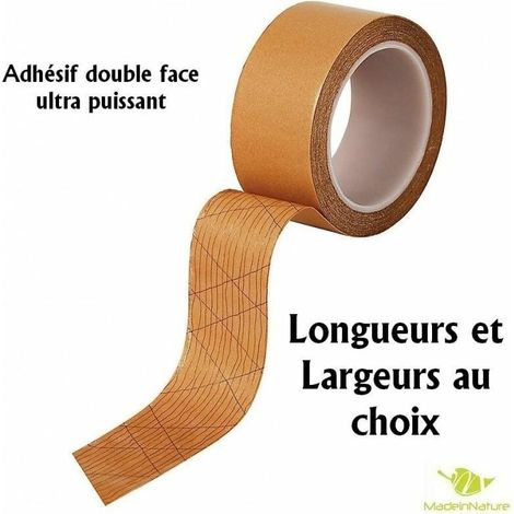 Bande adhésive double face ultra puissant, adhésif armé / MadeInNature /spécial plinthe souple ou rigide /sol PVC et crédence - 5 mètres - 50 mm.