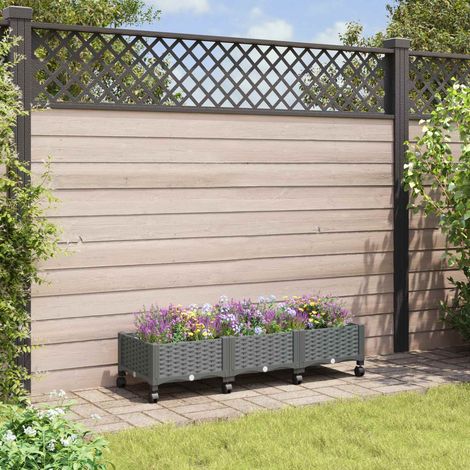 vidaXL Jardinière avec Roues Gris clair 120 x 40 x 33 cm PP (1/5)