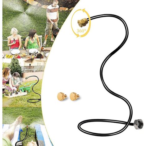 Pulvérisateur de brumisation extérieur pour terrasse – Système de brumisation flexible et portable raccordé au tuyau d’arrosage – Idéal pour jardin, bain d’oiseaux et rafraîchissement estival – Couleu (1/5)