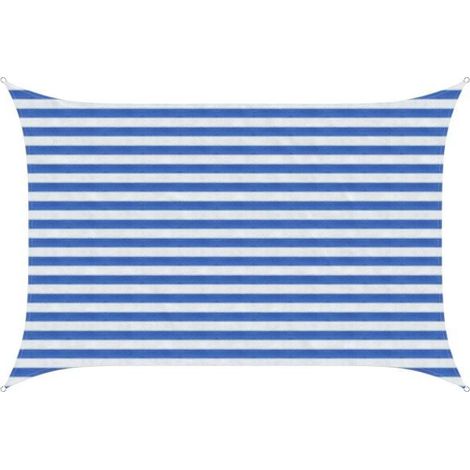 Voile d'ombrage à rayures bleues et blanches 2 x 3 mètres en PEHD (1/5)