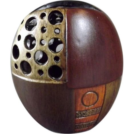 Vaso in ceramica nelle tonalità del marrone con piedini antiscivolo in gomma, 18x15x9 cm. (1/2)