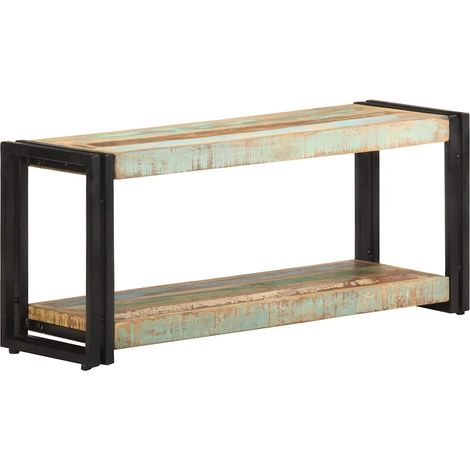 Meuble TV avec tablette en bois de récupération massif, style industriel, 90 x 30 x 40 cm - PANGIVO (1/5)