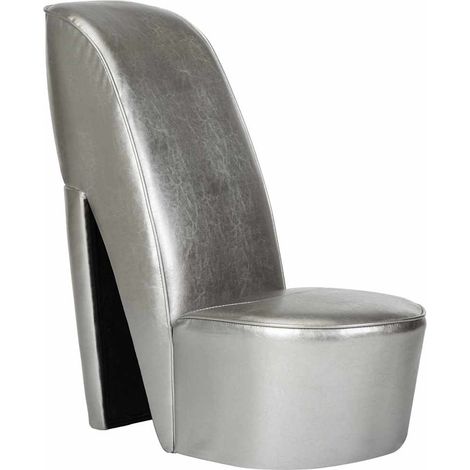 Maison Exclusive - Poltrona a Forma di Scarpa con Tacco in Similpelle Argento (1/5)