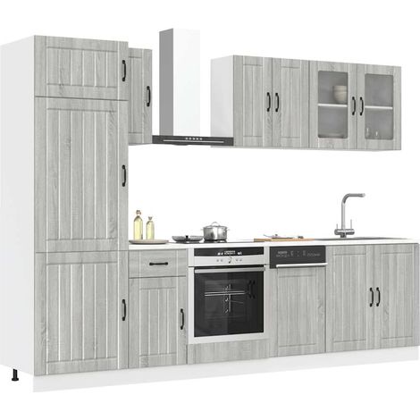 8-tlg. Küchenschrank-Set Kalmar Grau Sonoma Holzwerkstoff