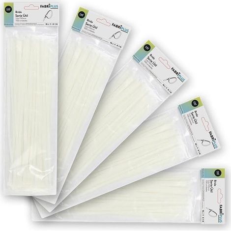 Lot de 100 serre-câbles blancs de 3,6 x 150 mm, 100% nylon 66, résistants et durables, parfaits pour attacher et organiser des câbles ou des matériaux.