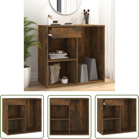 The Living Store Kosmetikschrank Räuchereiche 80x40x75 cm Holzwerkstoff - Kosmetikschrank - Schreibtischorganisation - Badezimmeraufbewahrung - Makeup Organizer - Regal (1/5)