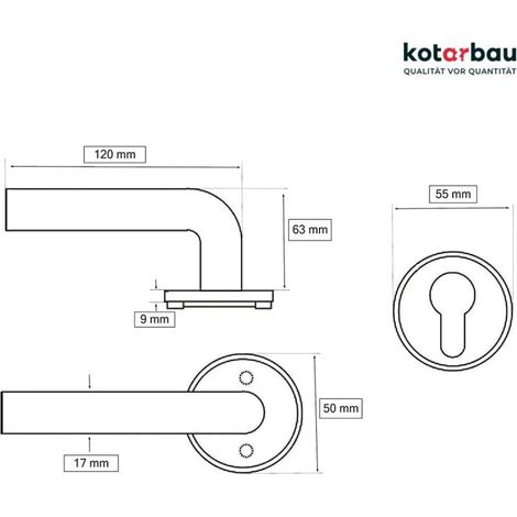 Ensemble de poignées 120 mm Satin PZ cylindre profilé universel (1/5)