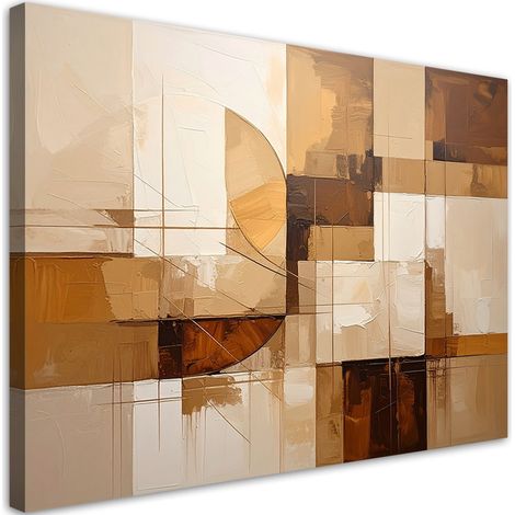 Cuadro en Lienzo, Figuras abstractas en tonos beige, 100x70 (1/5)