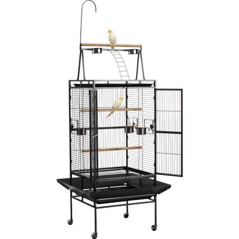 Cage Oiseau 83x79x210 cm Volière Oiseaux Toit Plat Ouvert Cage (1/5)