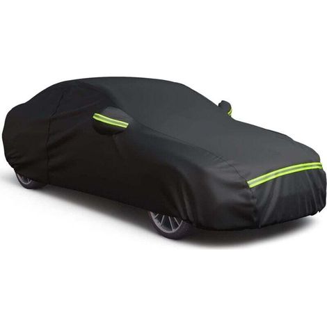 Housse de voiture avec fermeture éclair à droite, anti-UV, imperméable, coupe-vent, anti-poussière, anti-rayures, L - (470-180-150), noir (1/4)