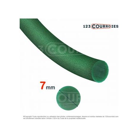 Courroie ronde thermosoudable verte diamètre 7 mm