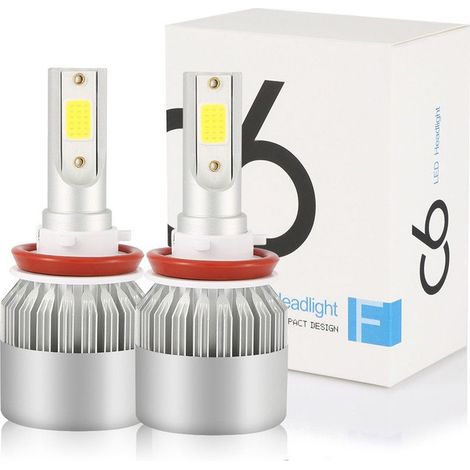 2 x Ampoules H8 H9 H11 LED Ventilée COB C6 - 3800Lm - 12V / 24V (1/5)