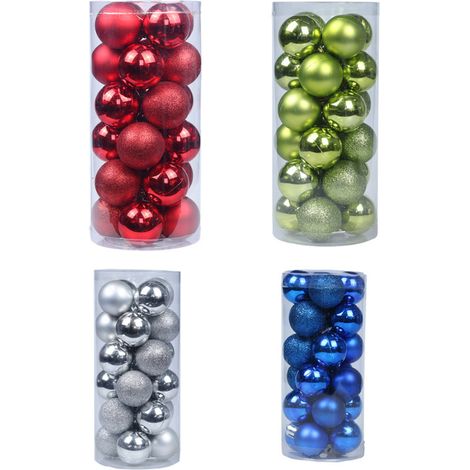 boîtes décorations Noël Boules colorées en plaqué à suspendre au sapin 3 cm lot de 4 Plastique (1/5)