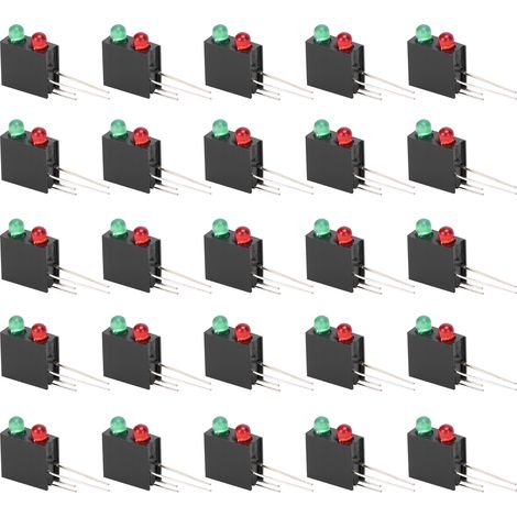 100 Pcs Supports LED 3mm Double Hole Noir Carré Base Courbée 90° Rouge Vert Lumière (1/5)