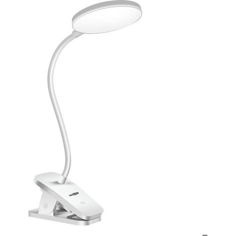 Lampe de Bureau LED - MAX EXCELL - Flexible 360° - Rechargeable - Pince - Blanche (1/5)