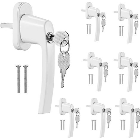 Maniglie per finestre con serratura, 8 pezzi – asta in alluminio da 35 mm – sicurezza bambini – chiave unica (16 unità)