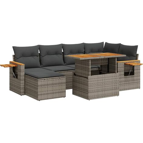 Maison Exclusive - Set Divani da Giardino 7pz con Cuscini Grigio Polyrattan Acacia