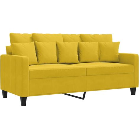 Canapé Sofa à 2 places Jaune 140 cm Velours (1/5)